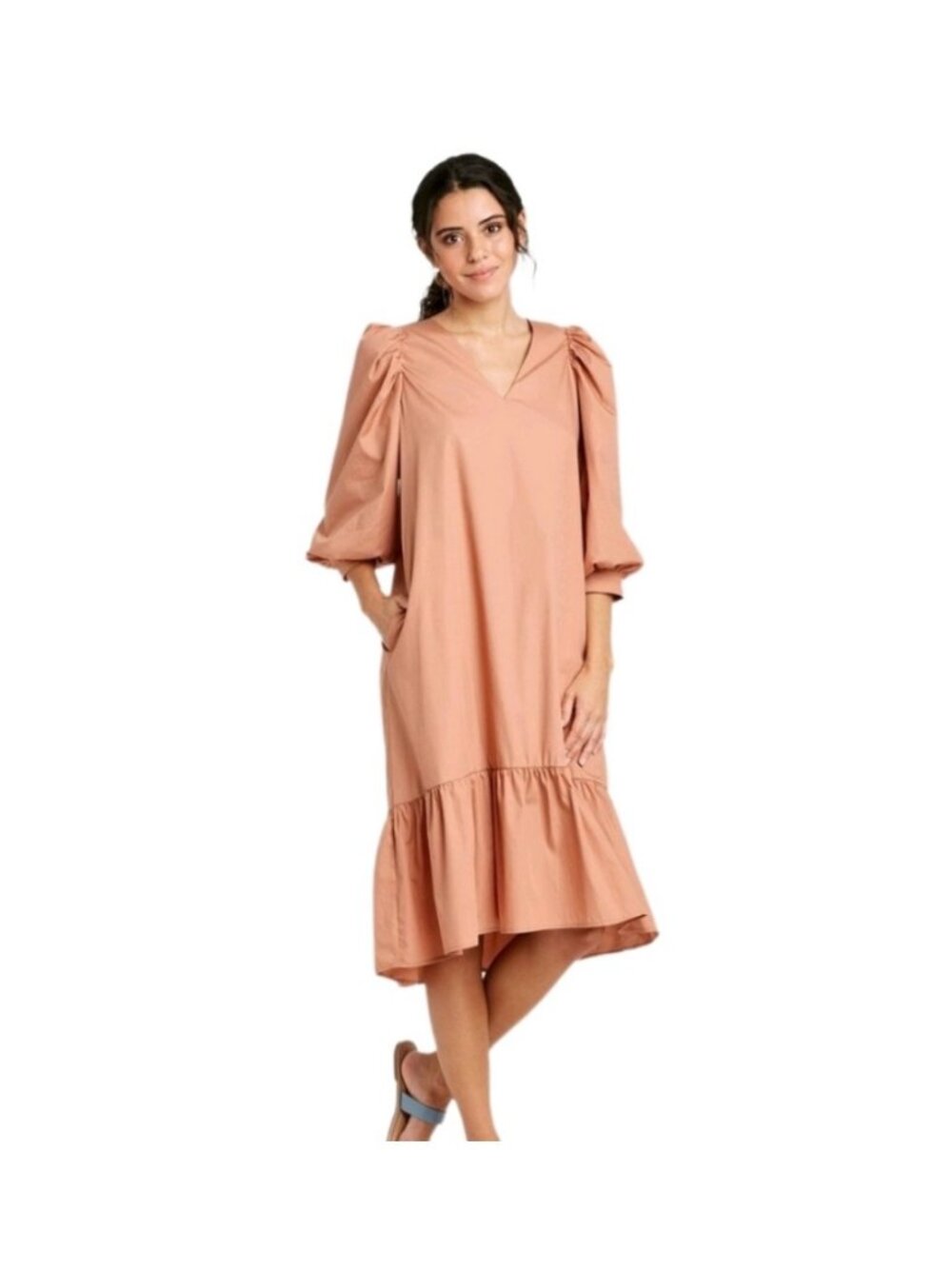A New Day Tiered Midi Dress Balloon Sleeve Cottage Prairie Size XS Women's